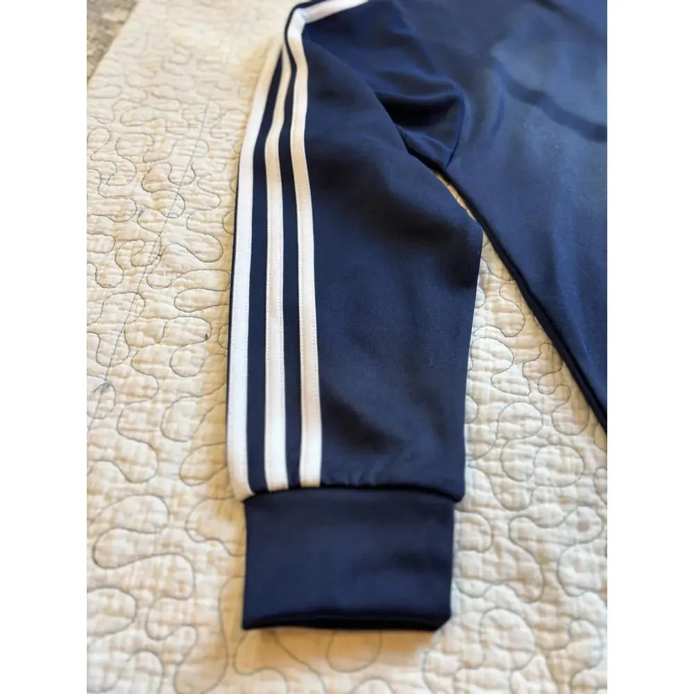 Adidas Men's Navy Blue‎ Quarter-Zip Sweatshirt with White Stripes Small